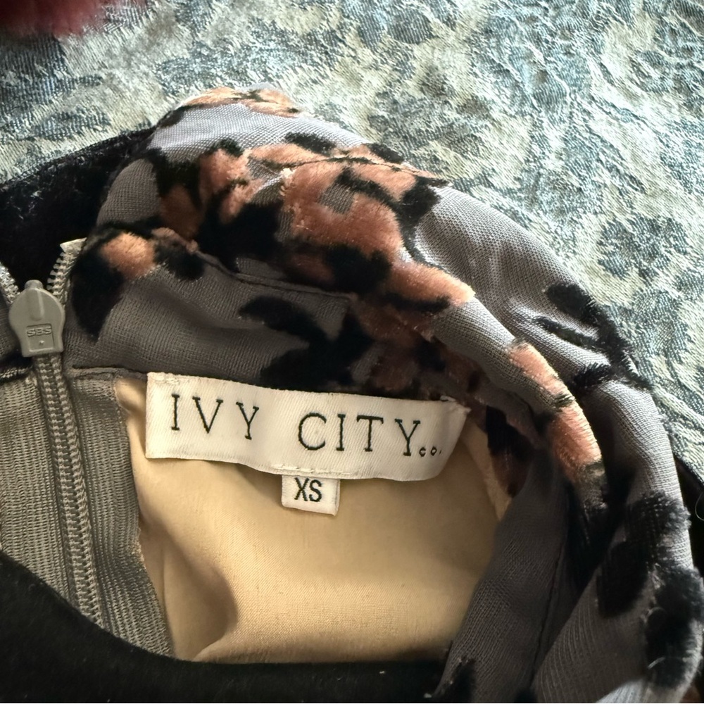 Ivy City Co Collared Dress with Velvet Tie. - Picture 5 of 5